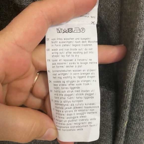 Basler stripe gray black cardigan 42 US 10 Waterfall draped cashmere Angora wool - Picture 7 of 8